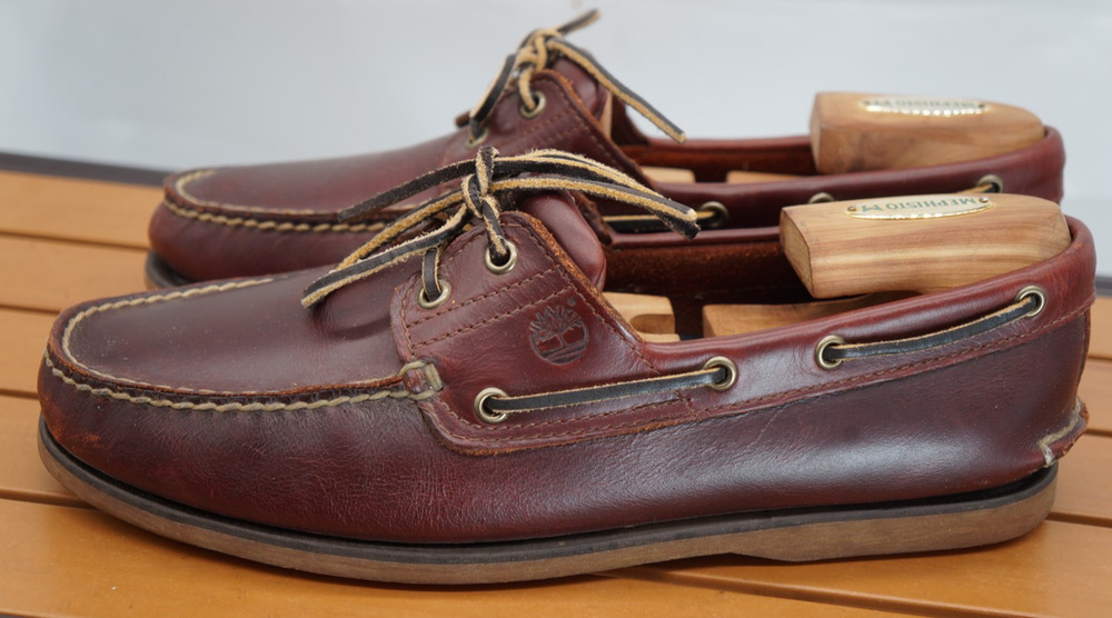 Timberland Classic 2-Eye Handsewn Leather Boat Shoes Brown Root Beer Size 11.5